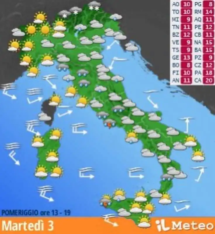 PREVISIONI METEO MARTEDI 3 DICEMBRE 2024

