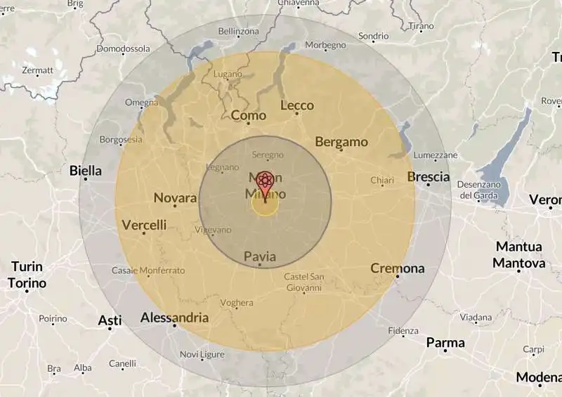 simulazione impatto bomba nucleare su milano

