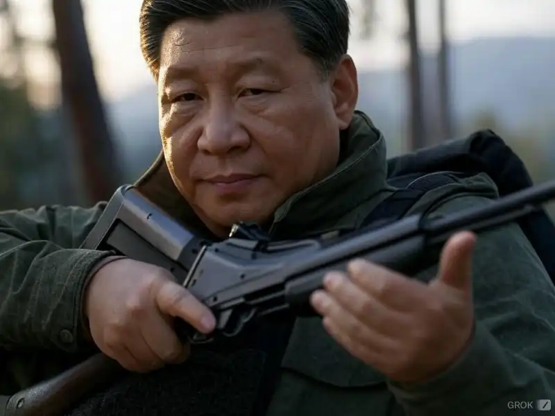 XI JINPING CON IL FUCILE - IMMAGINE CREATA DA GROK 