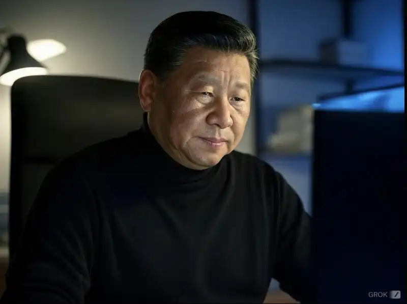 XI JINPING IN VERSIONE HACKER - FOTO CREATA CON L INTELLIGENZA ARTIFICIALE DI GROK