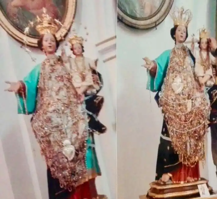 la statua della madonna di vallisbona prima e dopo il furto 