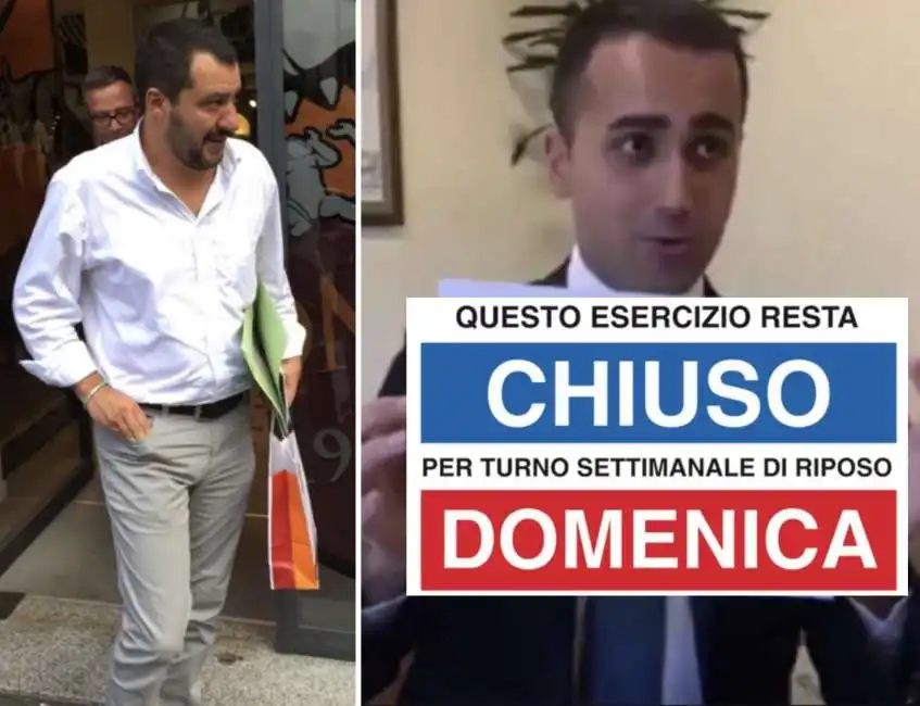 salvini di maio chiusura negozi domenica domenicale