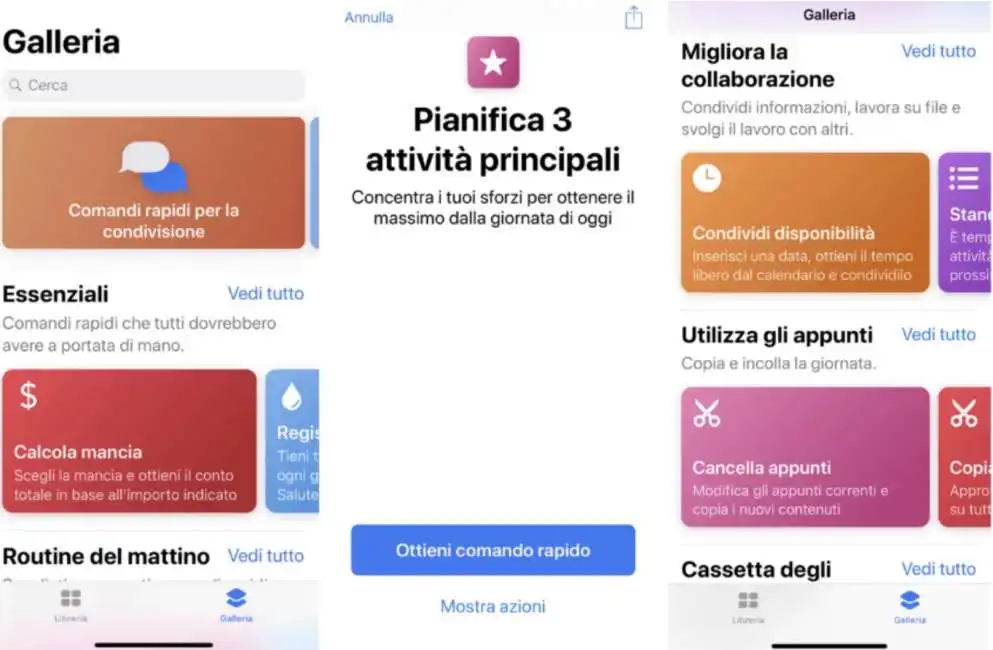 workflow comandi rapidi iphone