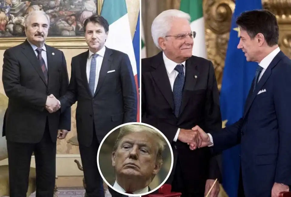 giuseppe conte khalifa haftar sergio mattarella donald trump