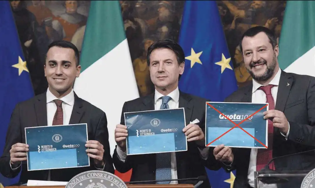 luigi di maio giuseppe conte matteo salvini quota 100