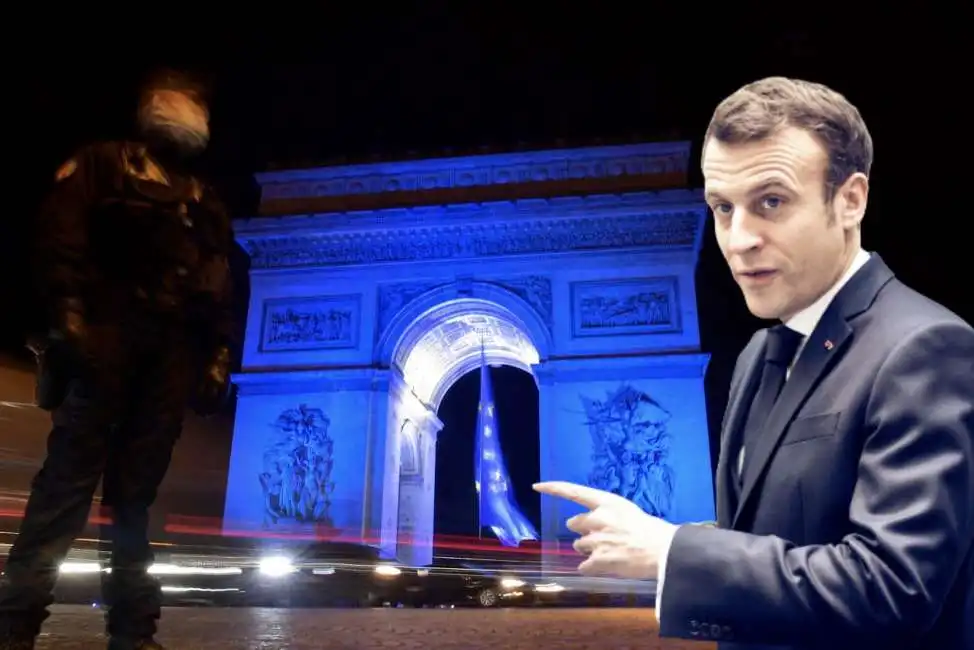 emmanuel macron bandiera ue arco di trionfo parigi 