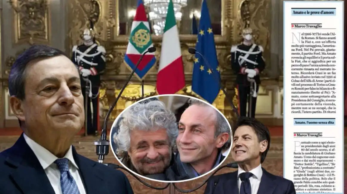 mario draghi giuseppe conte marco travaglio beppe grillo 