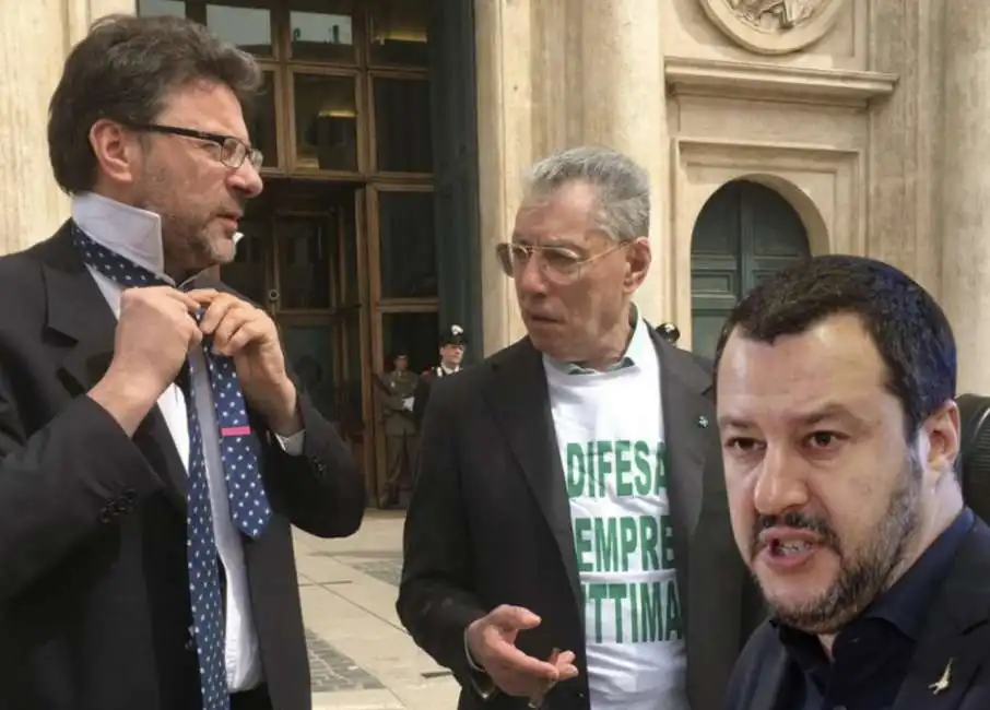 giancarlo giorgetti umberto bossi matteo salvini 