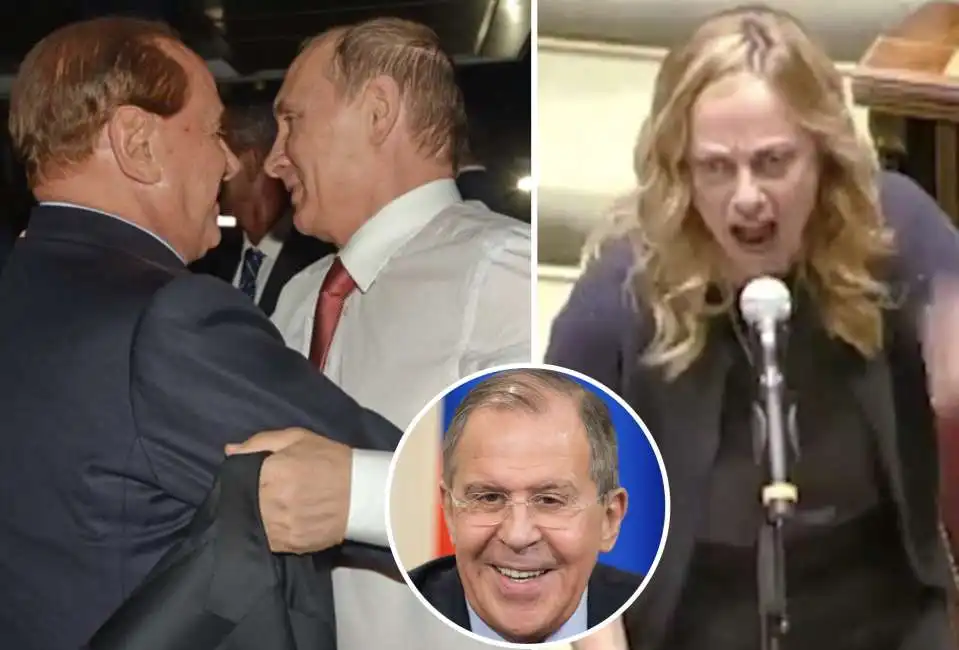 silvio berlusconi vladimir putin sergei lavrov giorgia meloni 