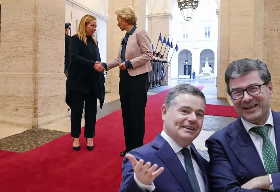 ursula von der leyen giorgia meloni paschal donohoe giancarlo giorgetti 