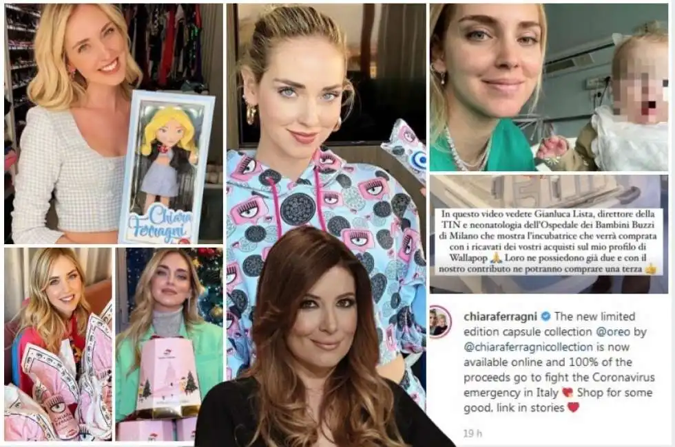 chiara ferragni e le iniziative di beneficenza oreo incubatrice pandoro balocco uova pasqua bambola trudi 