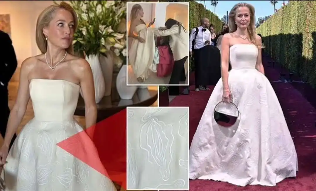 gillian anderson e il vestito con le vagine ai golden globe