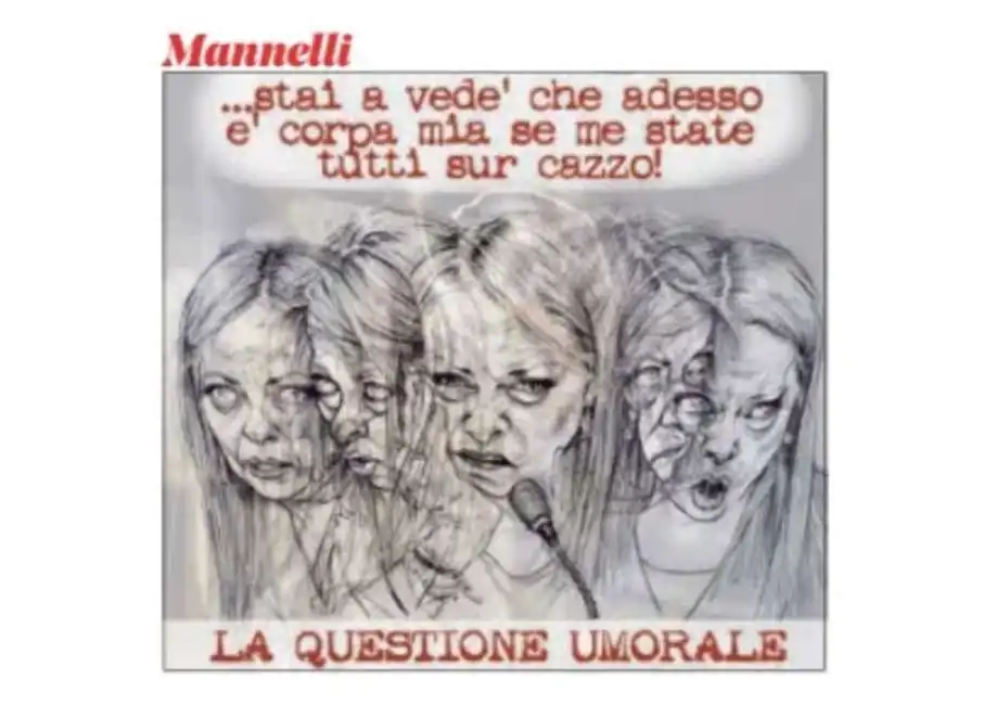 la vignetta di mannelli sulla conferenza stampa di giorgia meloni 