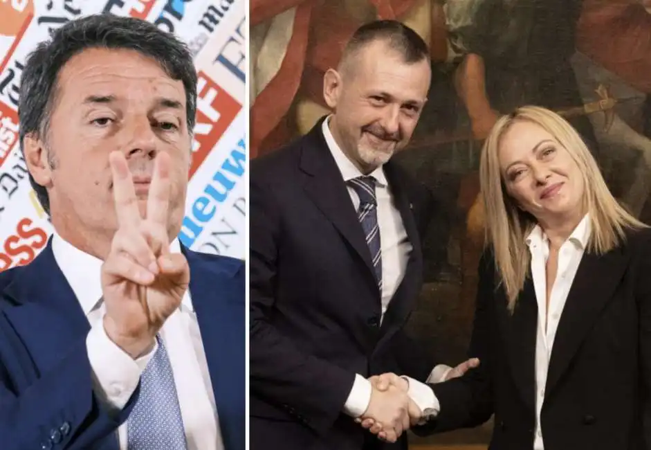 matteo renzi andrea delmastro giorgia meloni 