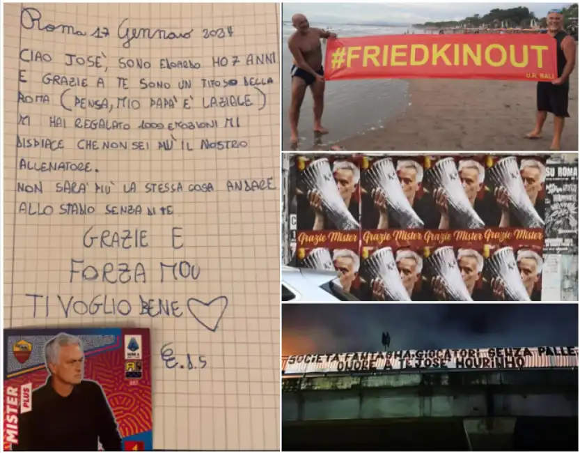 mourinho striscioni contro friedkin