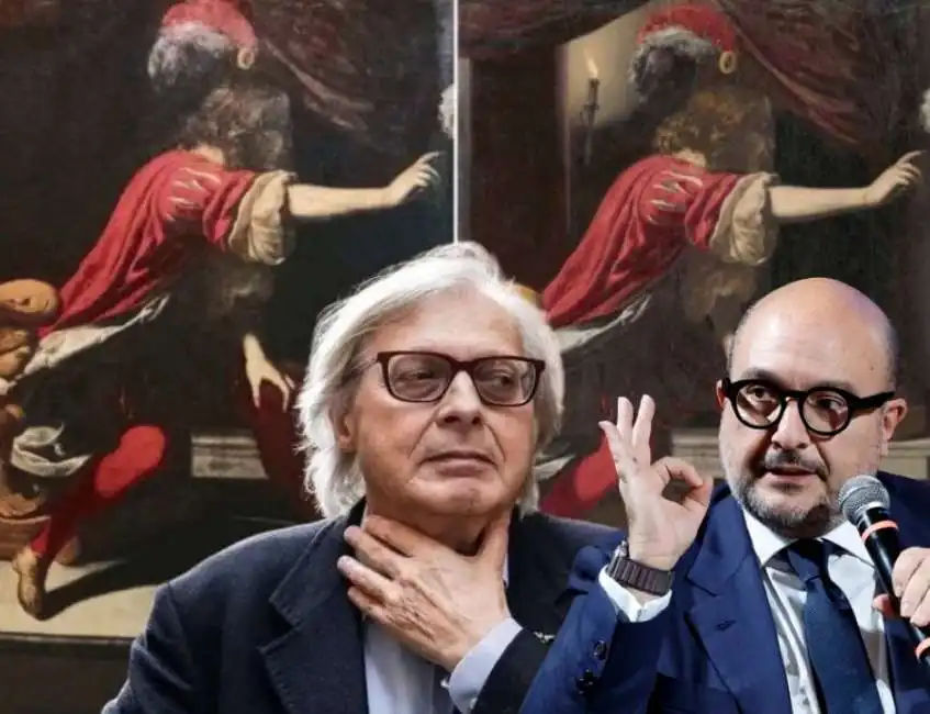 vittorio sgarbi quadro dipinto la cattura di san pietro gennaro sangiuliano