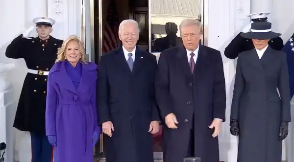 donald e melania trump accolti da joe e jill biden alla casa bianca - inauguration day -3