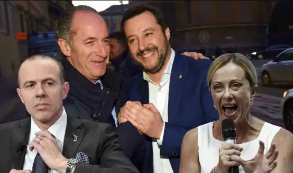 massimiliano romeo luca zaia matteo salvini giorgia meloni 