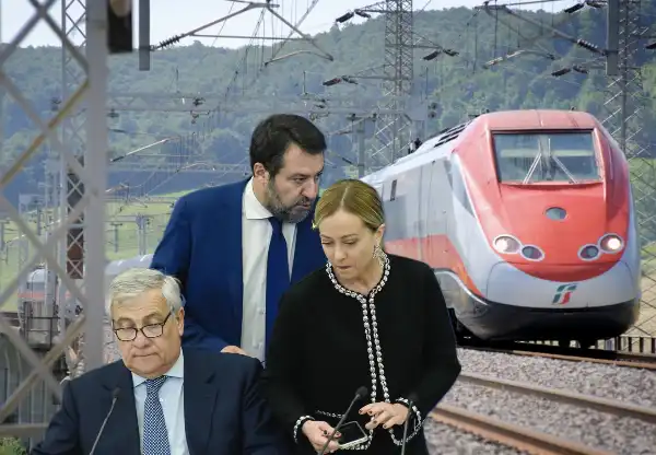 matteo salvini giorgia meloni antonio tajani treno