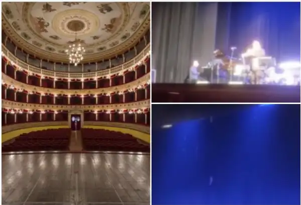 piove su palco del teatro pirandello ad agrigento