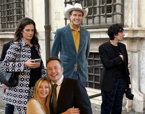 veronica berti - kimbal musk - andrea stroppa giorgia meloni elon