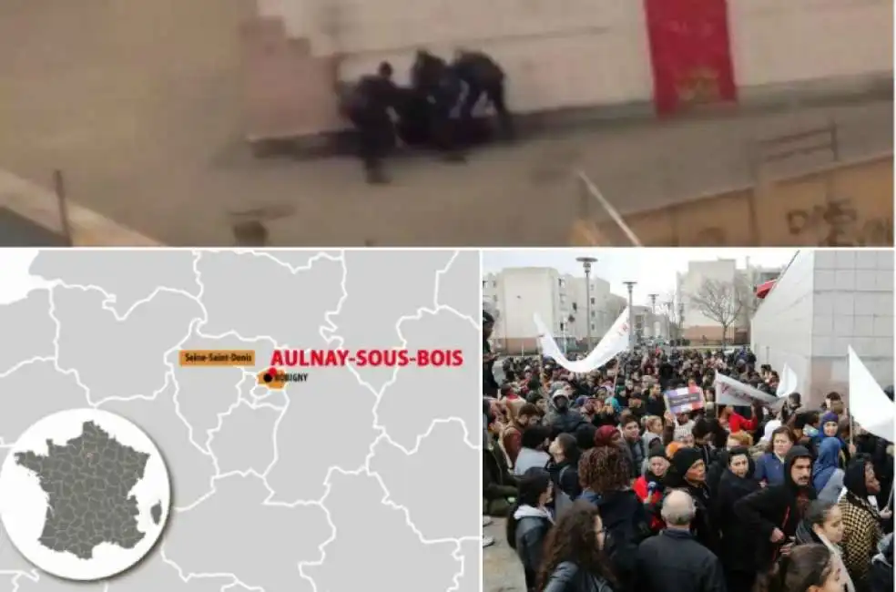 proteste per le violenze nella banlieu di aulnay sous bois