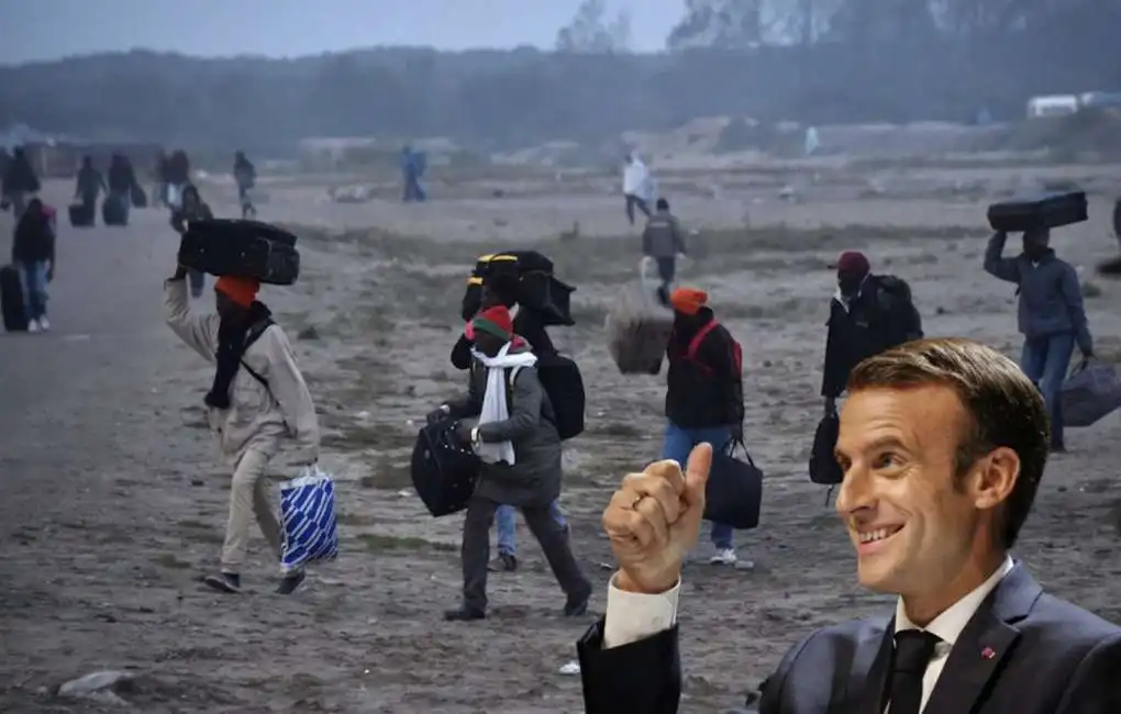 emmanuel macron migranti giungla calais