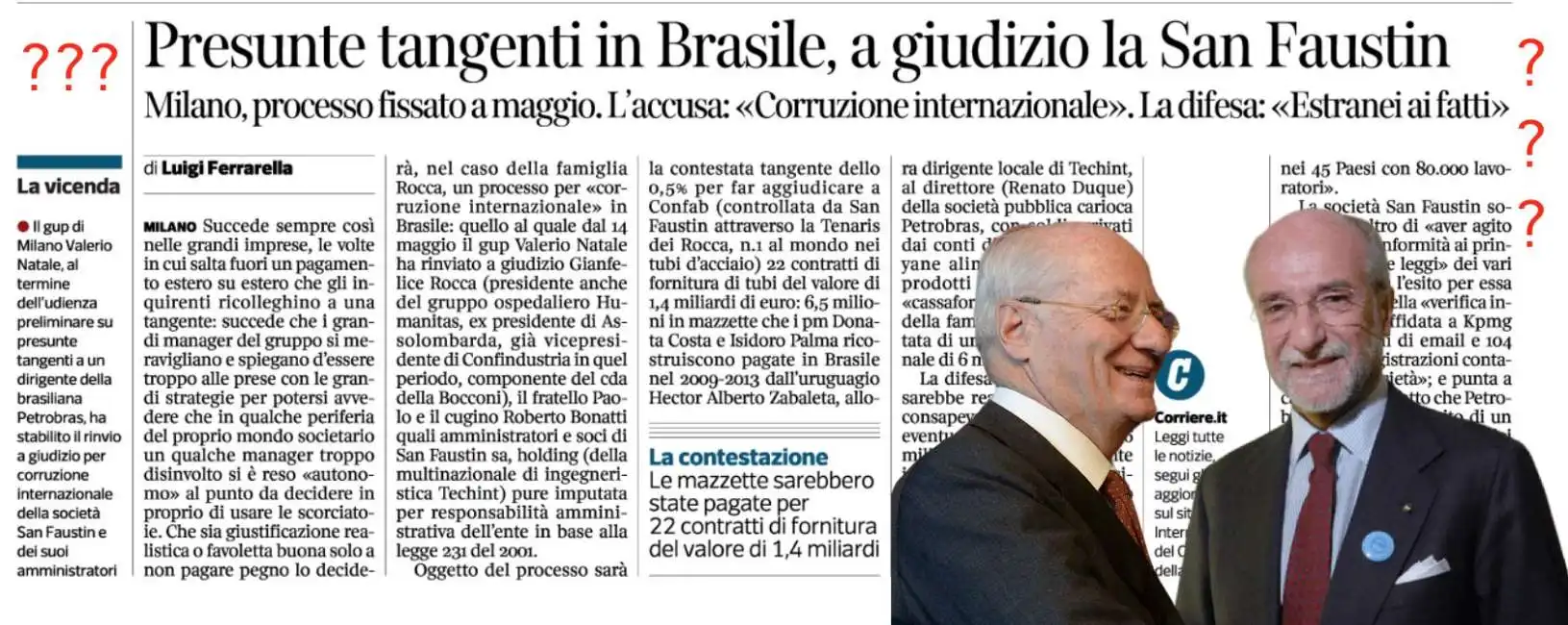 l articolo su paolo e gianfelice rocca san faustin petrobras