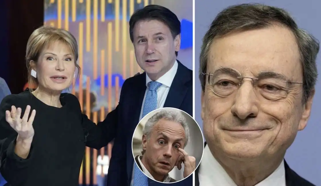 lilli gruber giuseppe conte marco travaglio mario draghi 