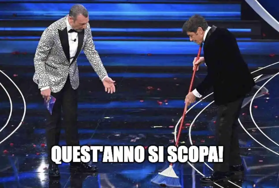 amadeus gianni morandi scopa sanremo 2023 2023sanremo