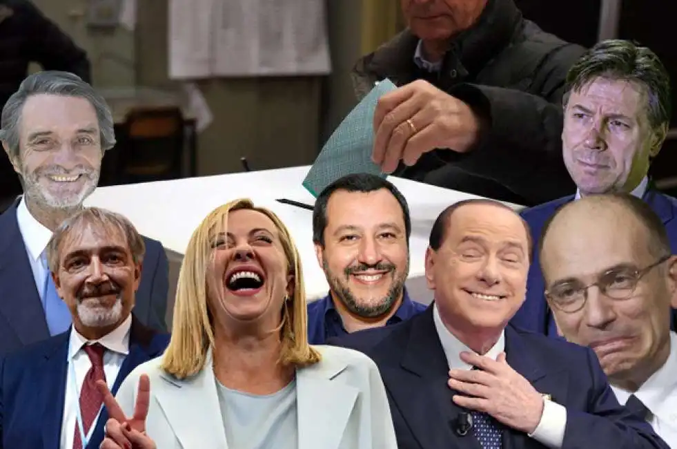 elezioni giorgia meloni matteo salvini giuseppe conte enrico letta francesco rocca attilio fontana regionali 2023 silvio berlusconi