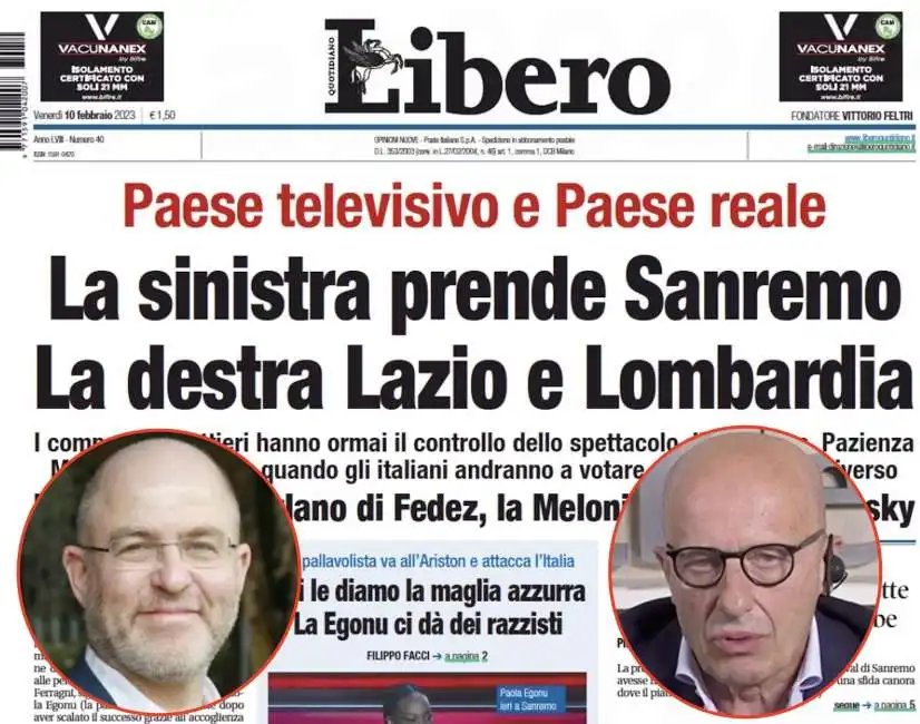 libero la sinistra prende sanremo la destra lazio e lombardia alessandro sallusti massimo gramellini 