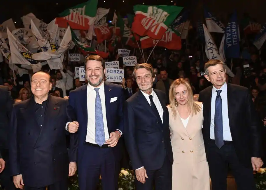 silvio berlusconi matteo salvini attilio fontana giorgia meloni maurizio lupi