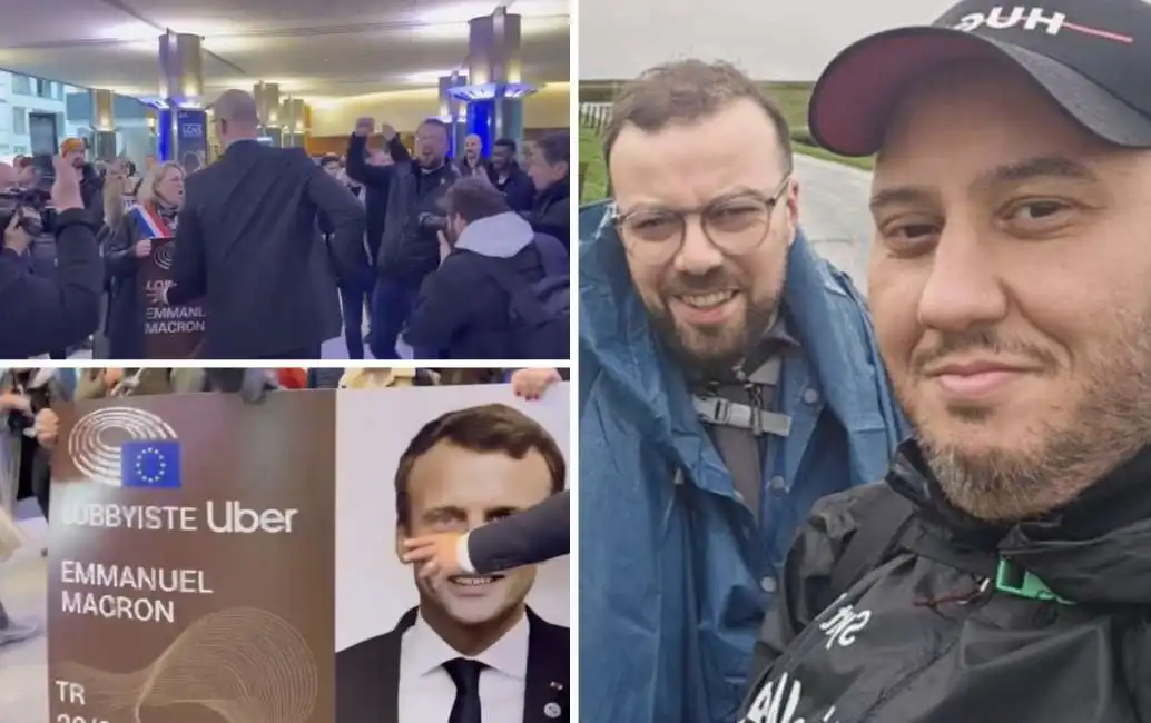 emmanuel macron lobbista uber protesta parlamento europeo 