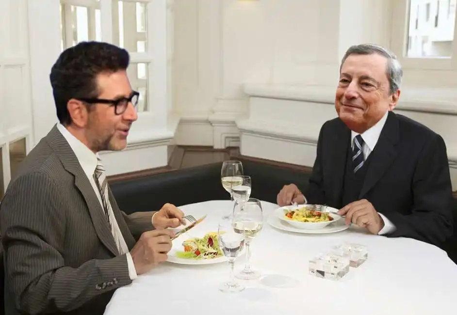 fabio fazio mario draghi a pranzo cena a tavola ristorante