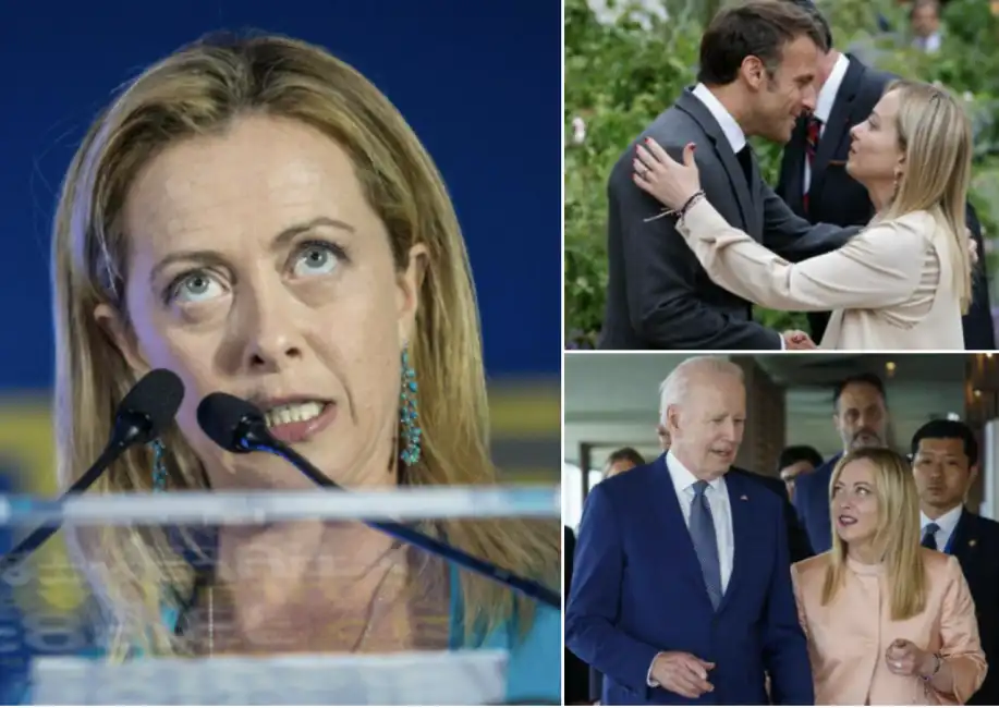 giorgia meloni joe biden emmanuel macron