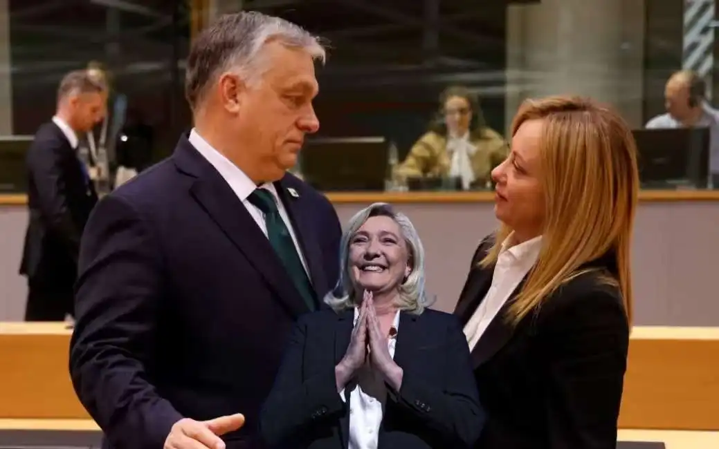 giorgia meloni marine le pen viktor orban