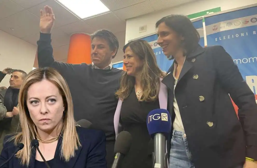 giuseppe conte - alessandra todde - elly schlein giorgia meloni 