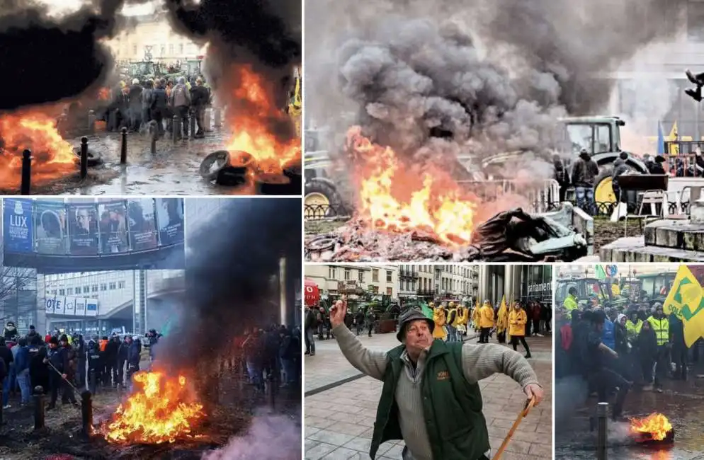 protesta degli agricoltori dei trattori bruxelles manifestazione