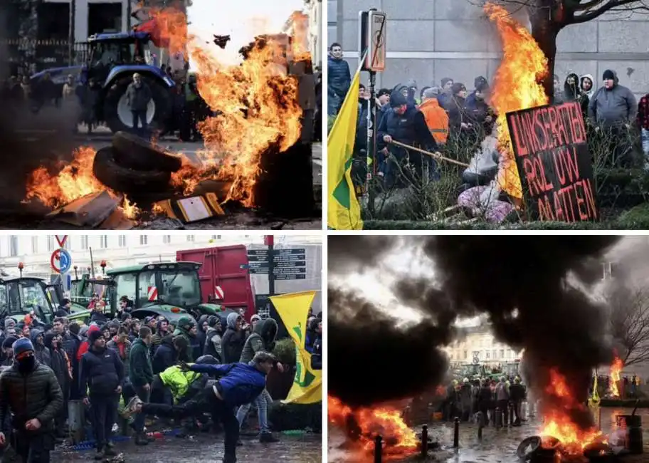 protesta degli agricoltori trattori bruxelles contadini