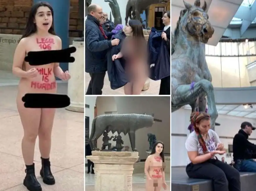 protesta degli animalisti ai musei capitolini maria sofia federico. 