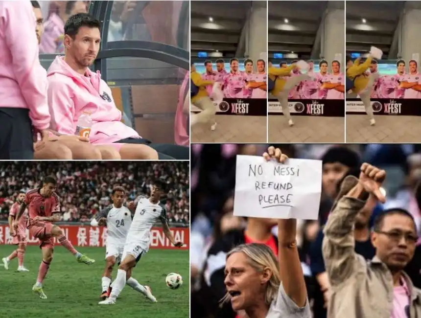 protesta dei tifosi per l'assenza di messi all'amichevole a hong kong lionel leo