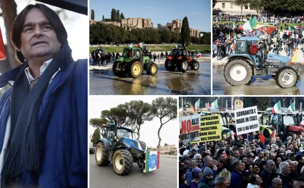 protesta dei trattori al circo massimo - 4 agricoltori 