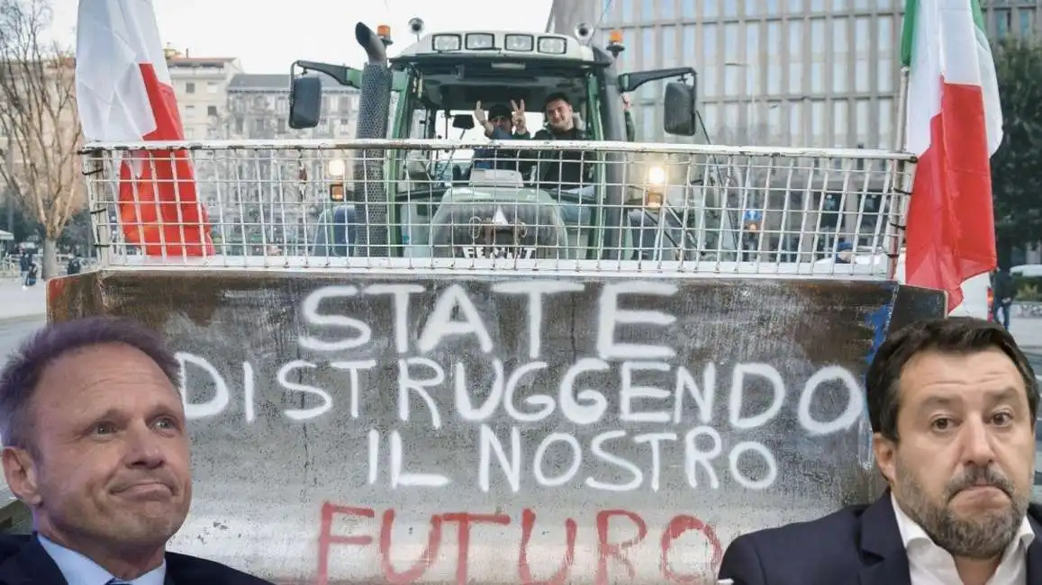 protesta trattori agricoltori salvini lollobrigida