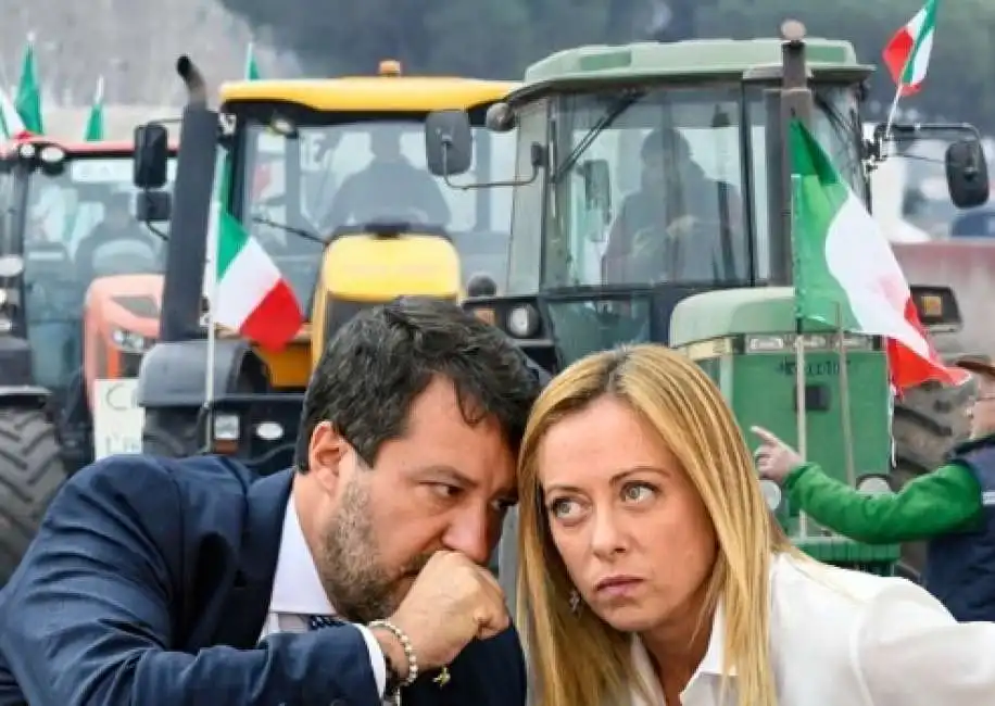 trattori agricoltori giorgia meloni matteo salvini