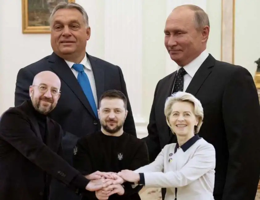 viktor orban vladimir putin charles michel volodymyr zelensky ursula von der leyen 