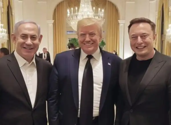 benjamin netanyahu - donald trump - elon musk - foto fake 