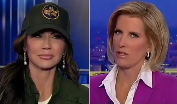 kristi noem incalzata da laura ingraham su fox news