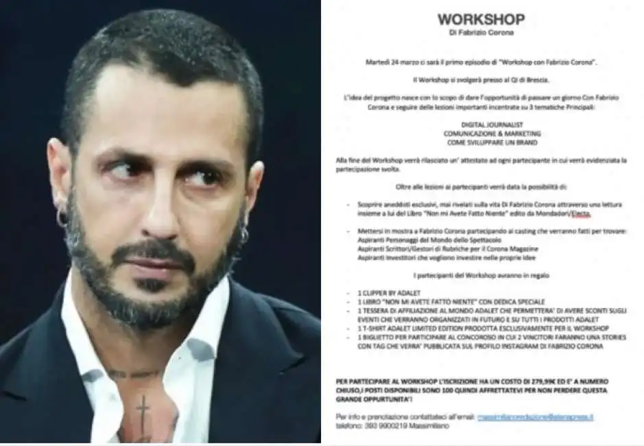 il workshop organizzato da fabrizio corona