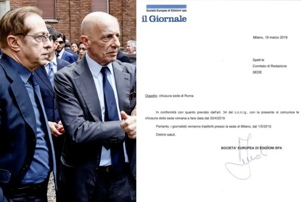 paolo berlusconi alessandro sallusti il giornale chiusura sede romana